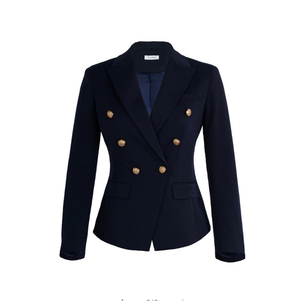 LILYSILK Elegant Black Blazer with Gold Accents SIZE 12